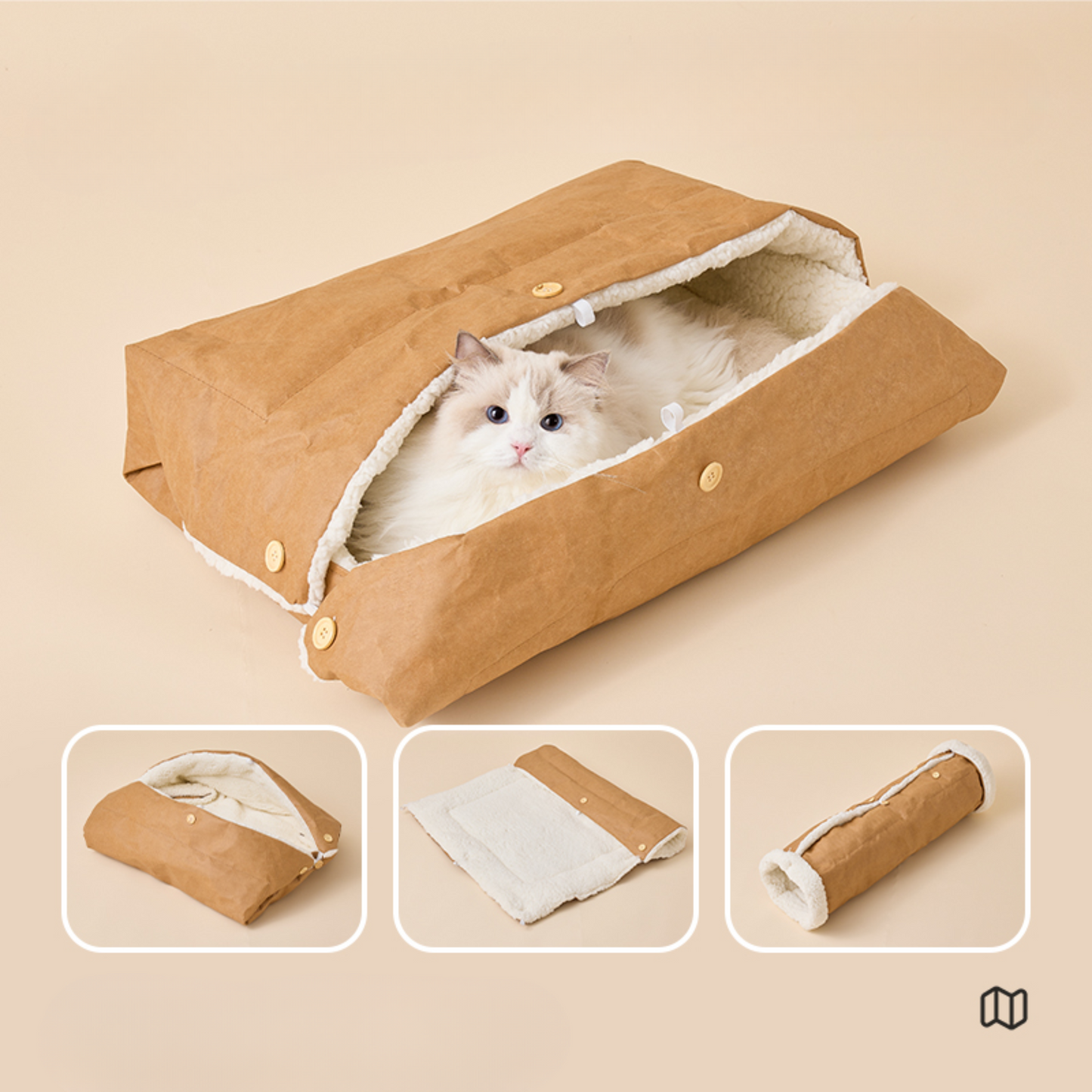 NemuFoldBed™ – Multi-Form Kraft Cat Nest